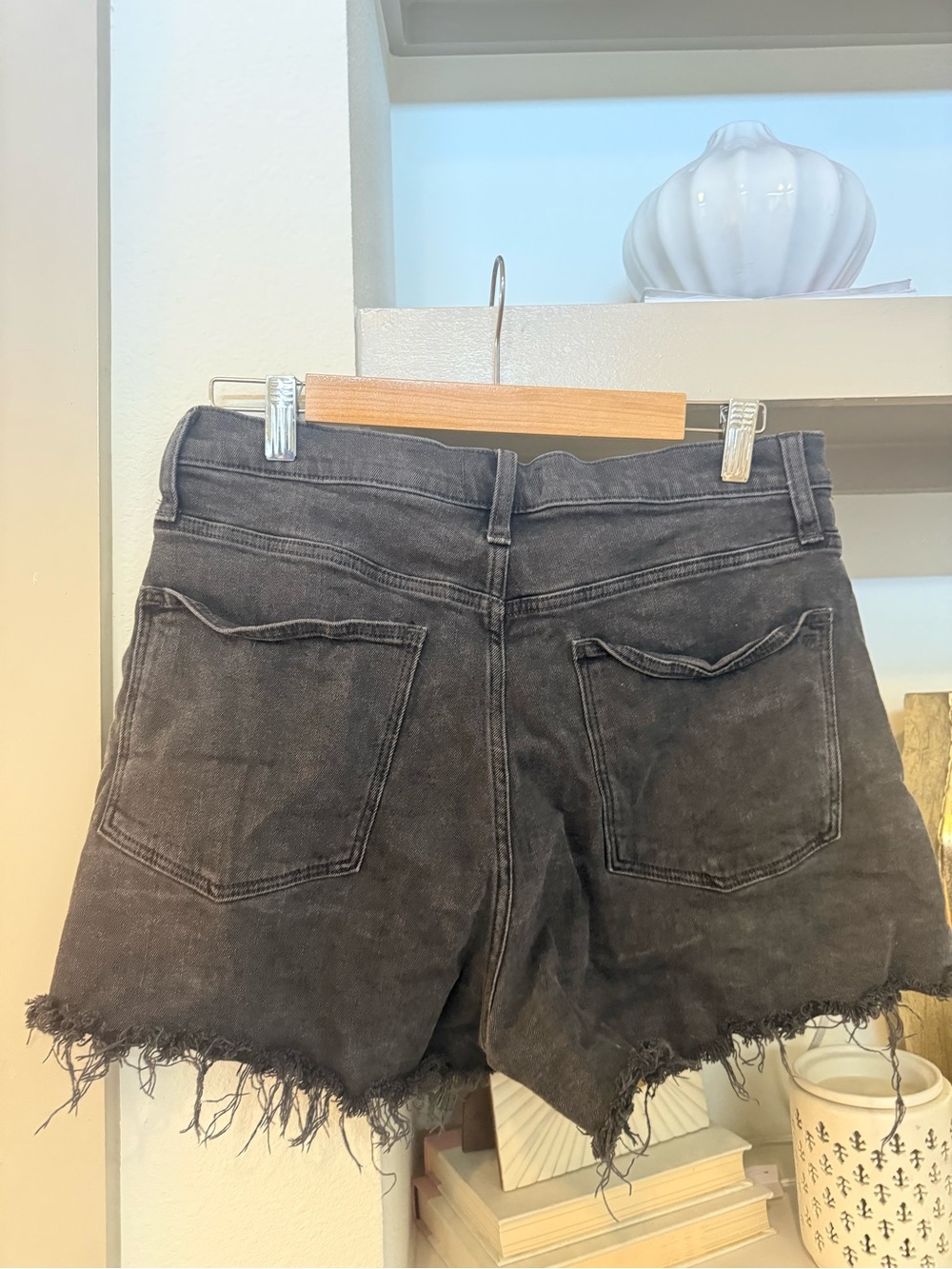 Madewell Black Frayed Hem High-Rise Jean Shorts - Picture 4 of 5